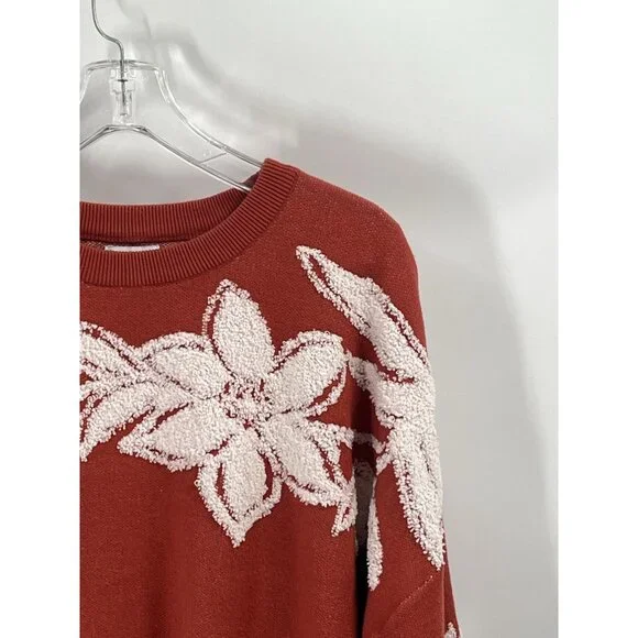 Nicole Miller Orange Floral Sweater Terracotta Chenille Sz 3X Fall Fashion - Picture 2 of 6